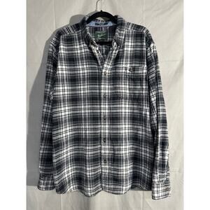 Woolrich Shirt Mens XL Black Plaid Flannel Trout Run Button Outdoor Grunge Gorp
